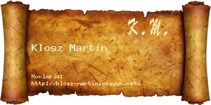 Klosz Martin névjegykártya